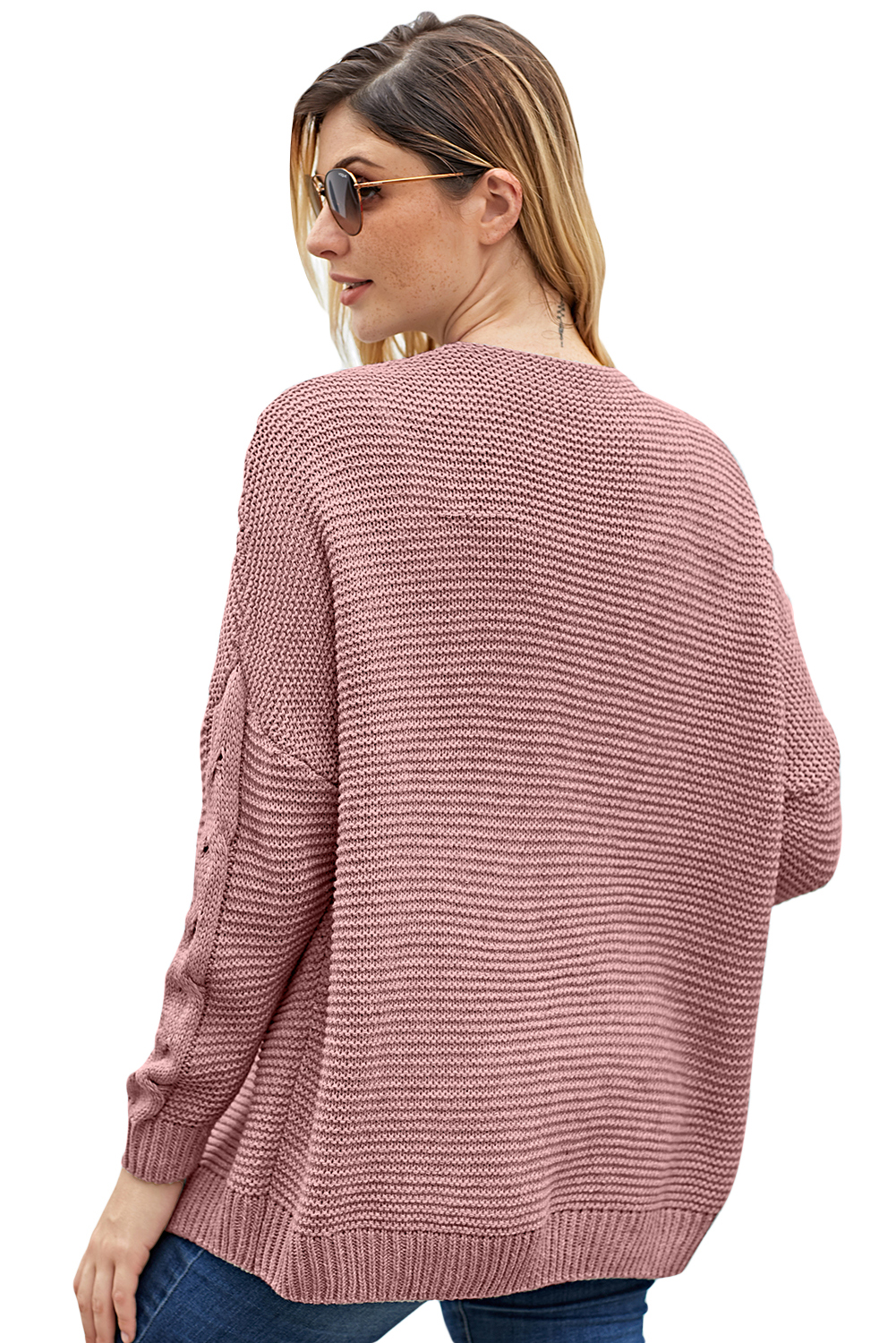 Pink Chunky Wide Long Sleeve Knit Cardigan